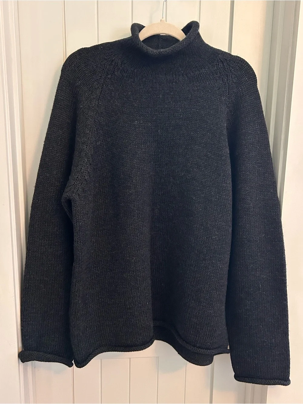 VTG Men’s J. Crew Roll Neck 100% Wool Sweater Dark Charcoal Gray Large Tall